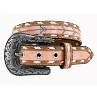 Roper Girls 1.1/4" Manmade Leather Belt (9715300) Pink/Embroidered Arrows