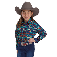 Roper Girls West Made Collection L/S Shirt (80067253) Print Blue [SD]