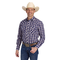 Roper Mens Karman Classic 55/45 Collection L/S Shirt (01101019) Plaid Blue [SD]