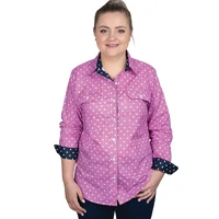 Just Country Womens Abbey Full Button L/S Print Shirt (WWLS2503) Radiant Orchid Dots/Navy Dots [SD]