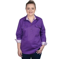 Just Country Womens Jahna Trim L/S Half Button Shirt (WWLS2508) Purple/Lavender Posey [SD]