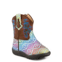 Roper Infants Glitter Maya Boots (16901616) Blue Aztec Glitter/Brown [SD]