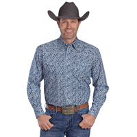 Roper Mens Amarillo Collection L/S Shirt (1225319) Print Blue [SD]