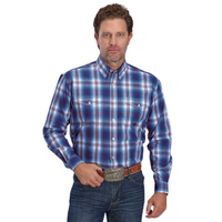 Roper Mens Amarillo Collection L/S Shirt (01378015) Plaid Blue [SD]