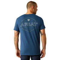 Ariat Mens Line Frame Hex S/S Tee (10054773) Denim Black Heather