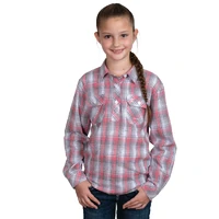 Just Country Girls Harper L/S Half Button Shirt (GWLS2524) Cherry Blossom/Slate Check [SD]
