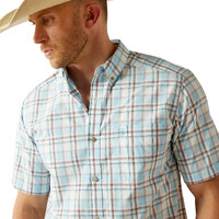 Ariat Mens Pro Series Geoffrey Classic Fit S/S Shirt (10054686) Light Turquoise