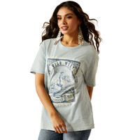 Ariat Womens Wild West Stamp S/S Tee (10055128) Bleached Blue