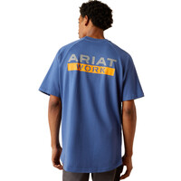 Ariat Mens Rebar Cotton Strong Logo S/S Tee (10054507) Strong Blue