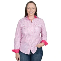 Just Country Womens Abbey Full Button L/S Print Shirt (WWLS2543) White/Hot Pink Stripe [SD]