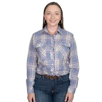 Just Country Womens Abbey Full Button L/S Print Shirt (WWLS2552) Country Blue Plaid [SD]