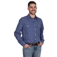 Just Country Mens Austin Full Button L/S Print Shirt (MWLS2533) Cobalt/White/Yellow [SD]