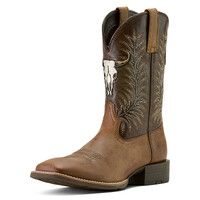 Ariat Mens Sport Steer Skull Western Boots (10064053) Sandstorm/Bitter Chocolate