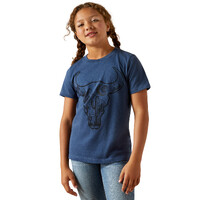 Ariat Girls Bull Night Sky S/S Tee (10062873) Navy Heather