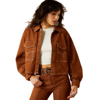 Ariat Womens Boxy Cropped Denim Jacket (10063166) Pecan Brown