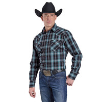 Roper Mens West Made Collection L/S Shirt (1062710) Plaid Blue [SD]