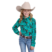 Roper Girls Five Star Collection L/S Shirt (80590170) Print Blue [SD]