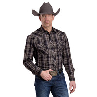 Roper Mens Karman Classic 55/45 Collection L/S Shirt (1101708) Plaid Black [SD]