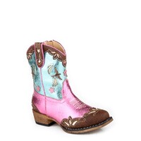 Roper Toddlers Birdie Western Boots (17566646) Pink/Teal/Tan