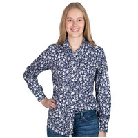 Just Country Womens Abbey Frills Full Button L/S Print Shirt (WWLS2560) Navy Floral [SD]