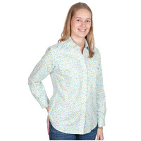 Just Country Womens Abbey Full Button L/S Print Shirt (WWLS2570) White/Blue Daisies [SD]