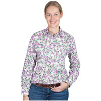 Just Country Womens Georgie Half Button L/S Print Shirt (WWLS2571) Taupe Violets [SD]