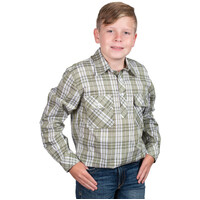 Just Country Boys Brayden Half Button L/S Print Shirt (BWLS2586) Olive Plaid [SD]
