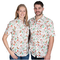 Just Country Mens Jordan Full Button Print S/S Work Shirt (MWSSC250) White Christmas [SD]