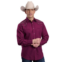 Roper Mens Karman Special Collection L/S Shirt (1017087) Solid Wine [SD]