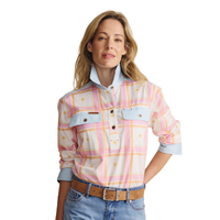 S.Kidman Womens Camfield Half Button L/S Print Shirt (1SHW00029) Pale Pink