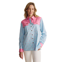 S.Kidman Womens Spencer Full Button L/S Print Shirt (1SHW00032) Sky Blue