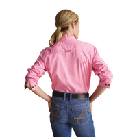 S.Kidman Womens Acacia Frill Neck Half Button L/S Print Shirt (1SHW00035) Pale Pink