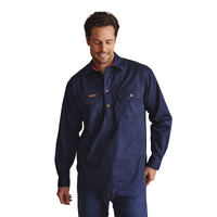 S.Kidman Mens Brockman Half Button L/S Work Shirt (1SHM00131) Navy