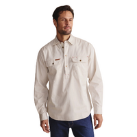 S.Kidman Mens Brockman Half Button L/S Work Shirt (1SHM00131) Stone