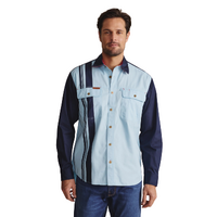 S.Kidman Mens Armstrong Full Button L/S Print Shirt (1SHM00113) Sky Blue