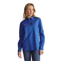 S.Kidman Womens Camfield Half Button L/S Work Shirt (1SHW00133) Mid Blue