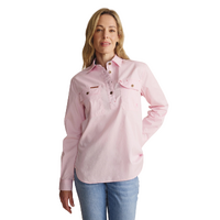 S.Kidman Womens Camfield Half Button L/S Work Shirt (1SHW00133) Pale Pink