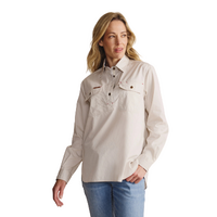 S.Kidman Womens Camfield Half Button L/S Work Shirt (1SHW00133) Stone