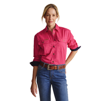 S.Kidman Womens Spencer Full Button L/S Work Shirt (1SHW00132) Pink