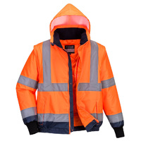 Portwest Mens Hi Vis 2in1 Bomber Jacket D&N (MJ464ONR) Orange/Navy  [GD]