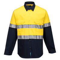 Portwest Mens Hi Vis L/S Shirt with Tape (MA803) Yellow/Navy [GD]