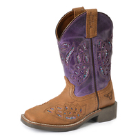 Pure Western Childrens Dash Western Boots (PCP78093C) Oiled Distressed Brown/Purple