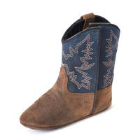 Pure Western Infants Nash Western Boots (PCP78097) Dark Brown/Navy