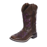 Pure Western Childrens Ottie Western Boots (PCP78101C) Antique Brown/Purple [SD]
