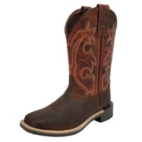 Pure Western Childrens Barrett Western Boots (P5W78118C) Dark Brown/Rust [SD]