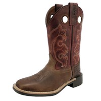 Pure Western Childrens Levi Western Boots (PCP78119C) Brown/Barn Red