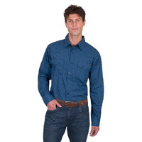 Pure Western Mens Brandon L/S Shirt (P5S1100072) Navy/Blue [SD]