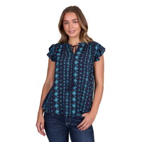 Pure Western Womens Estella Sleeveless Blouse (P5S2572114) Navy [SD]