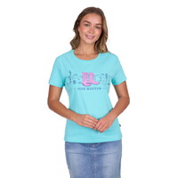 Pure Western Womens Shelly S/S Tee (P5S2598104) Turquoise [SD]