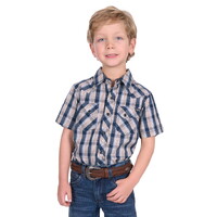 Pure Western Boys Peter S/S Shirt (P5S3103075) Navy/Tan [SD]